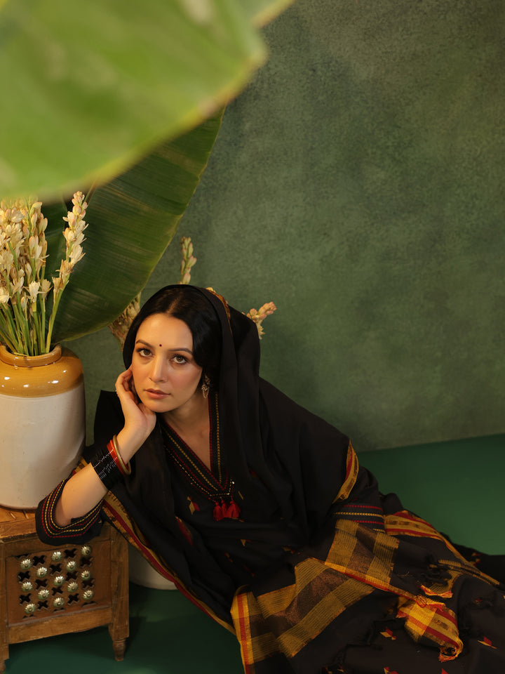 Virasat - Black Handloom Suit Set