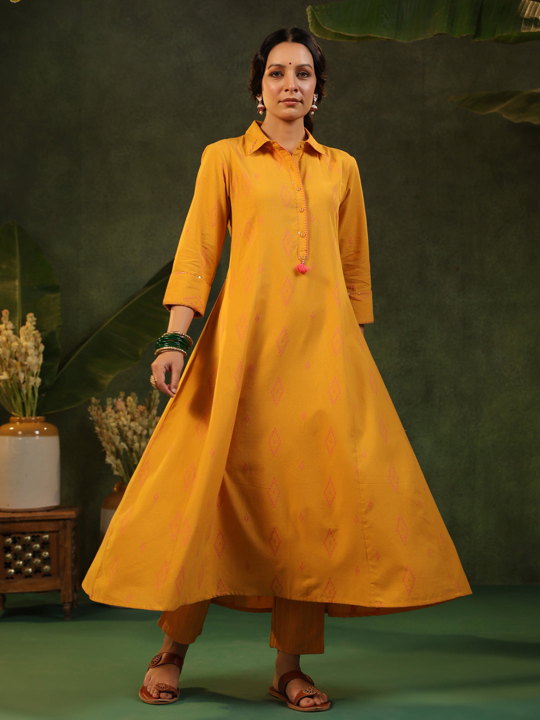 Sangeri - Yellow Handloom Suit Set