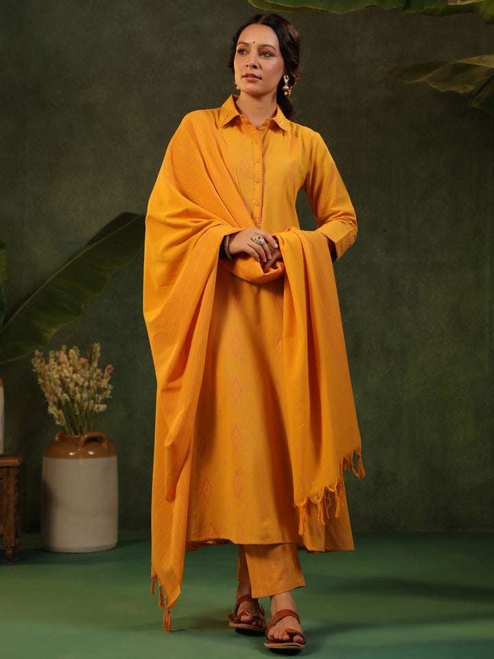 Sangeri - Yellow Handloom Suit Set