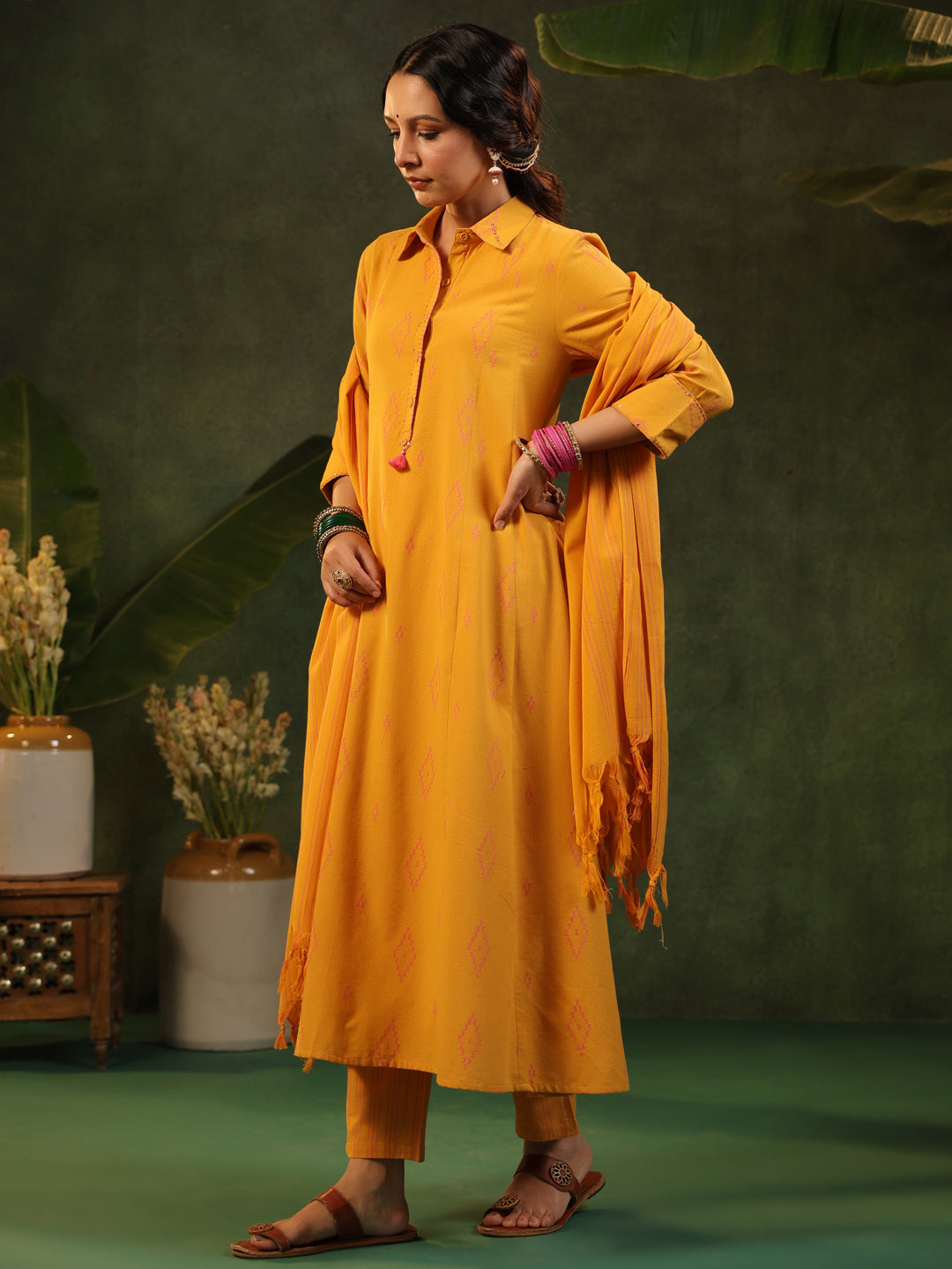 Sangeri - Yellow Handloom Suit Set