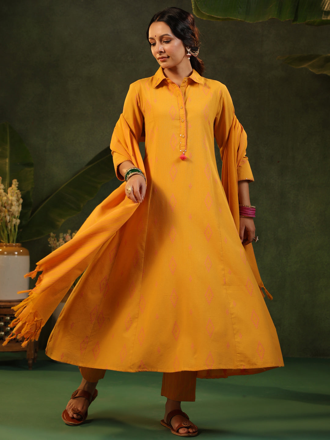Sangeri - Yellow Handloom Suit Set