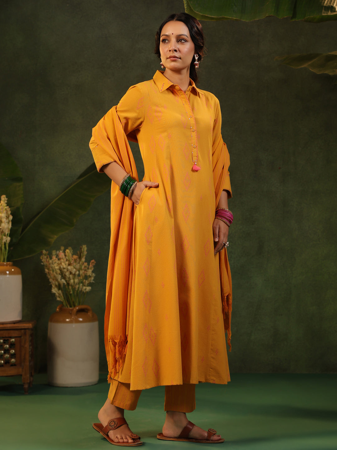 Sangeri - Yellow Handloom Suit Set