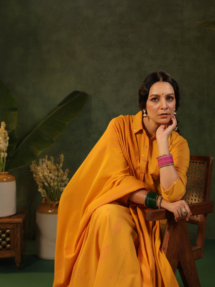 Sangeri - Yellow Handloom Suit Set