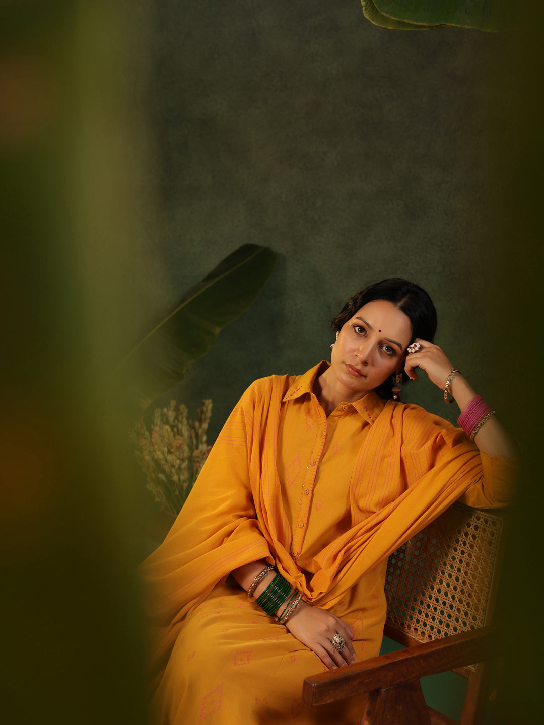 Sangeri - Yellow Handloom Suit Set