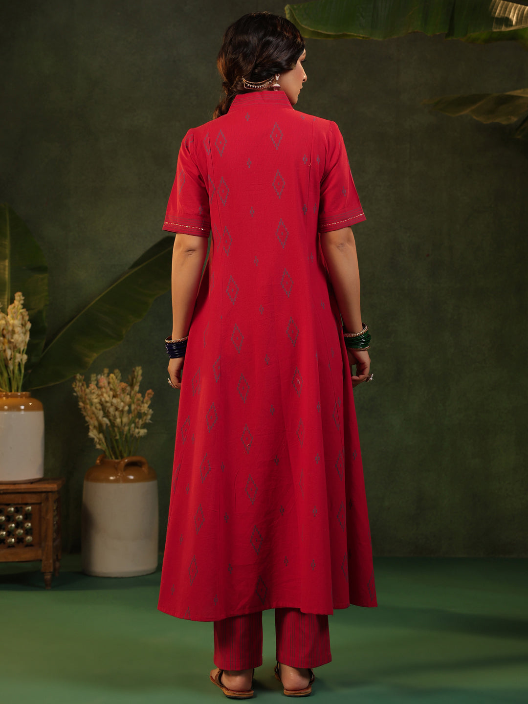 Kalki - Red Handloom Suit Set
