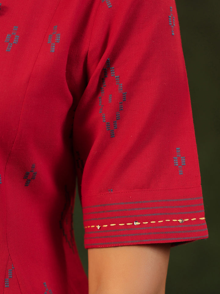 Kalki - Red Handloom Suit Set