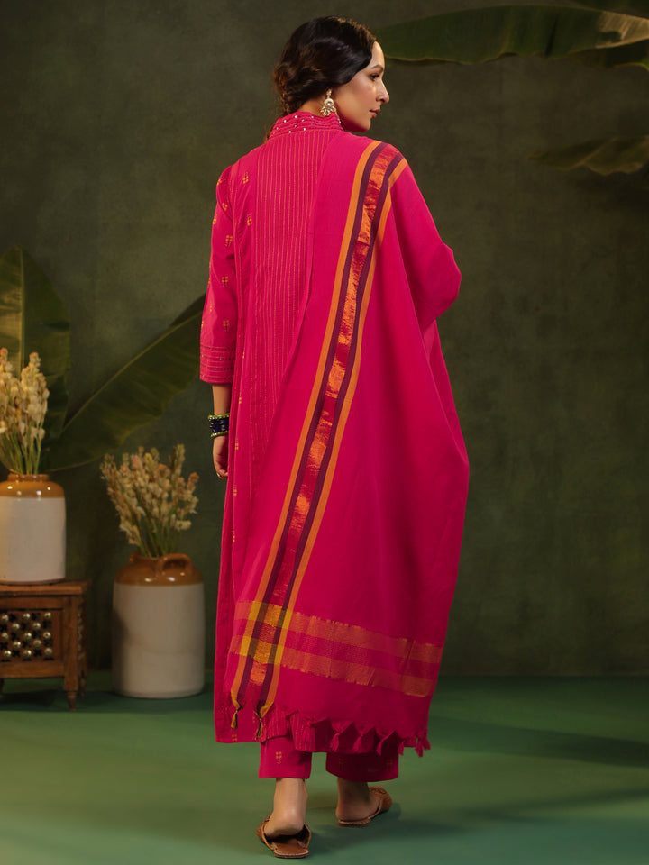 Rani - Pink Handloom Suit Set