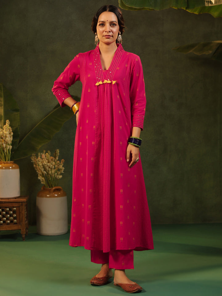 Rani - Pink Handloom Suit Set
