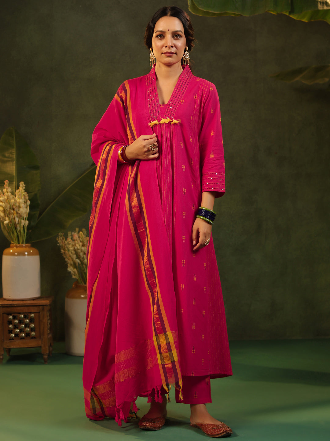 Rani - Pink Handloom Suit Set