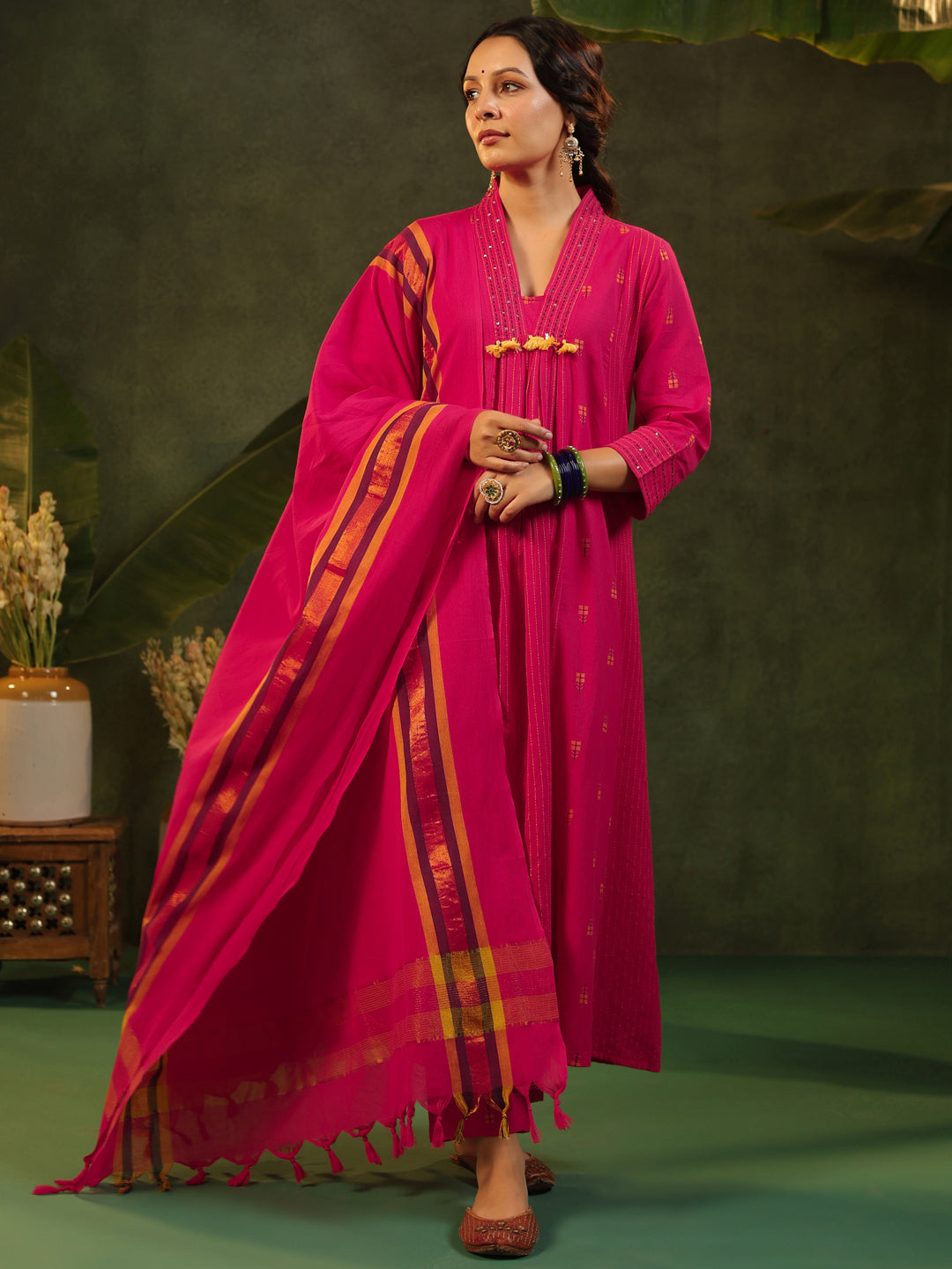Rani - Pink Handloom Suit Set