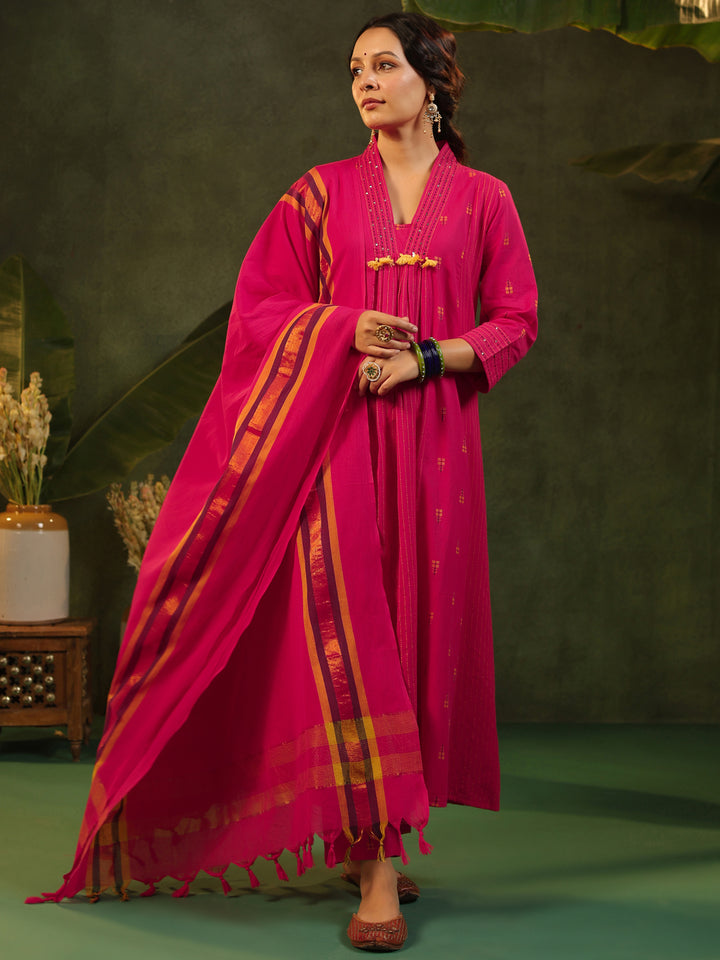 Rani - Pink Handloom Suit Set