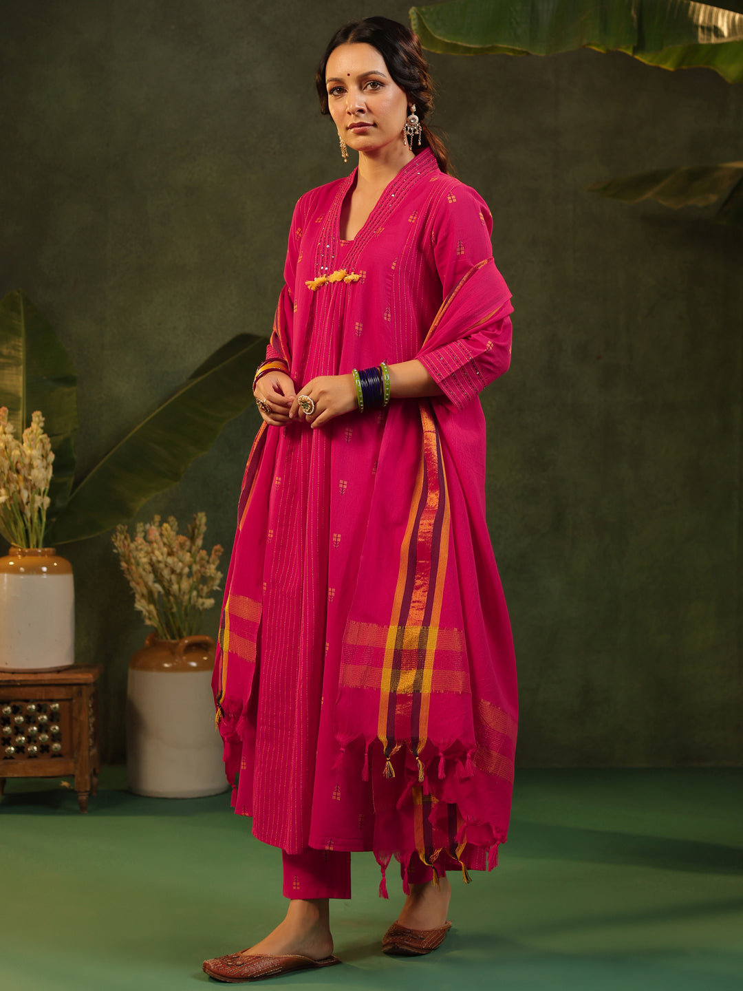 Rani - Pink Handloom Suit Set