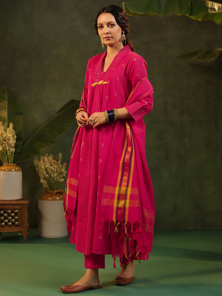 Rani - Pink Handloom Suit Set