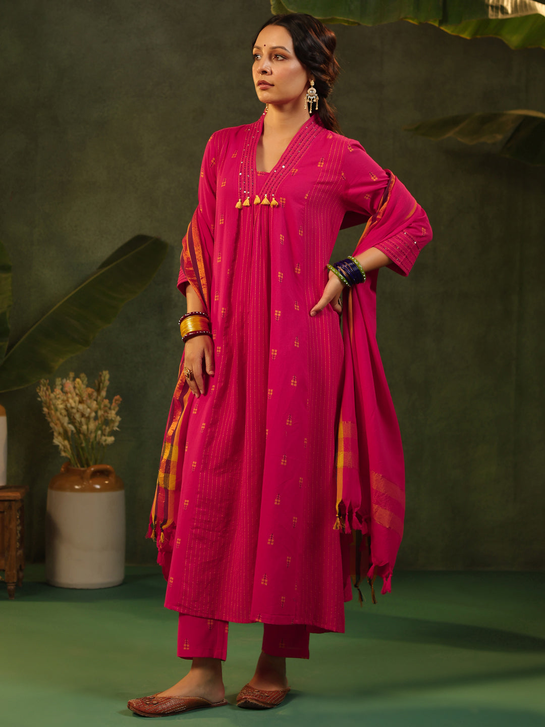 Rani - Pink Handloom Suit Set