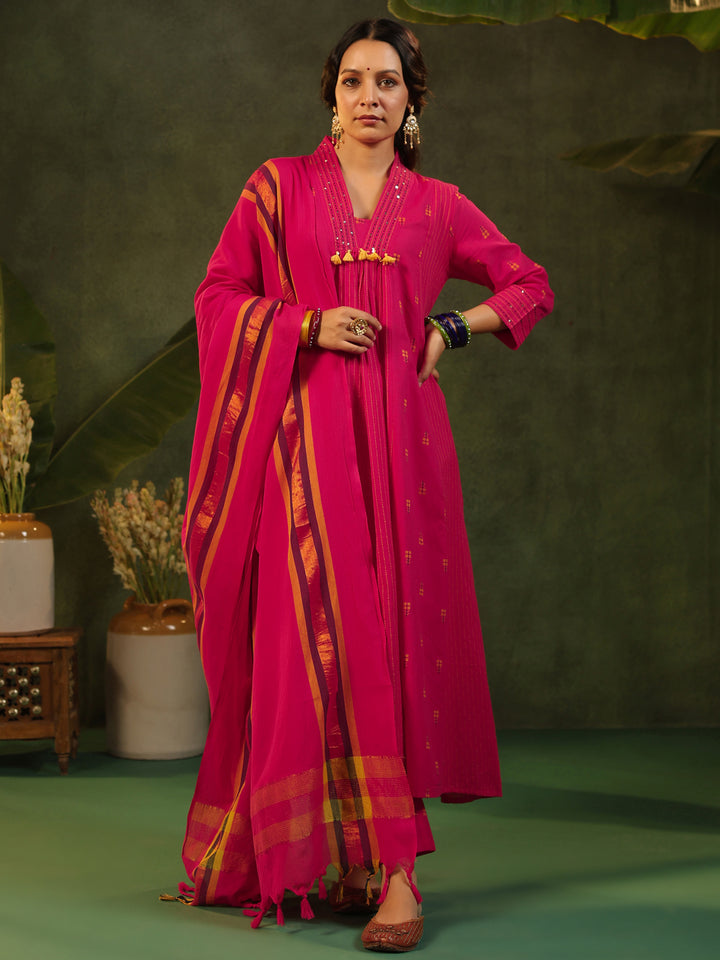 Rani - Pink Handloom Suit Set