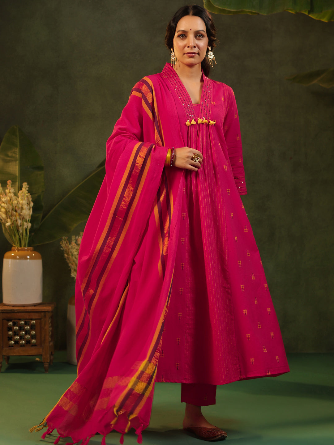 Rani - Pink Handloom Suit Set