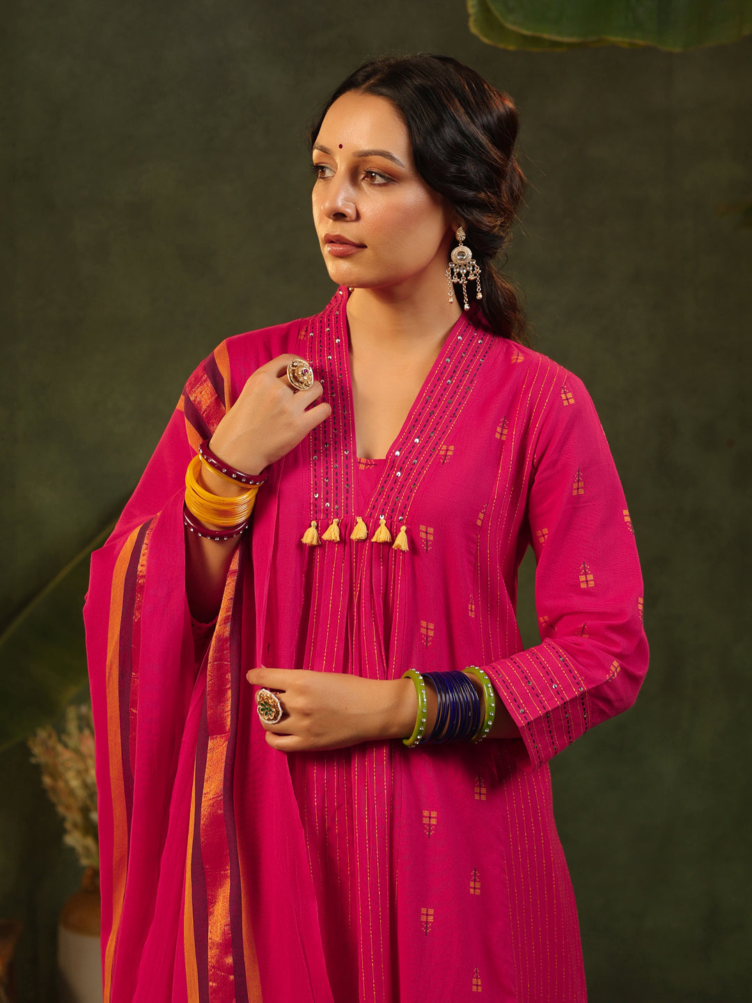 Rani - Pink Handloom Suit Set
