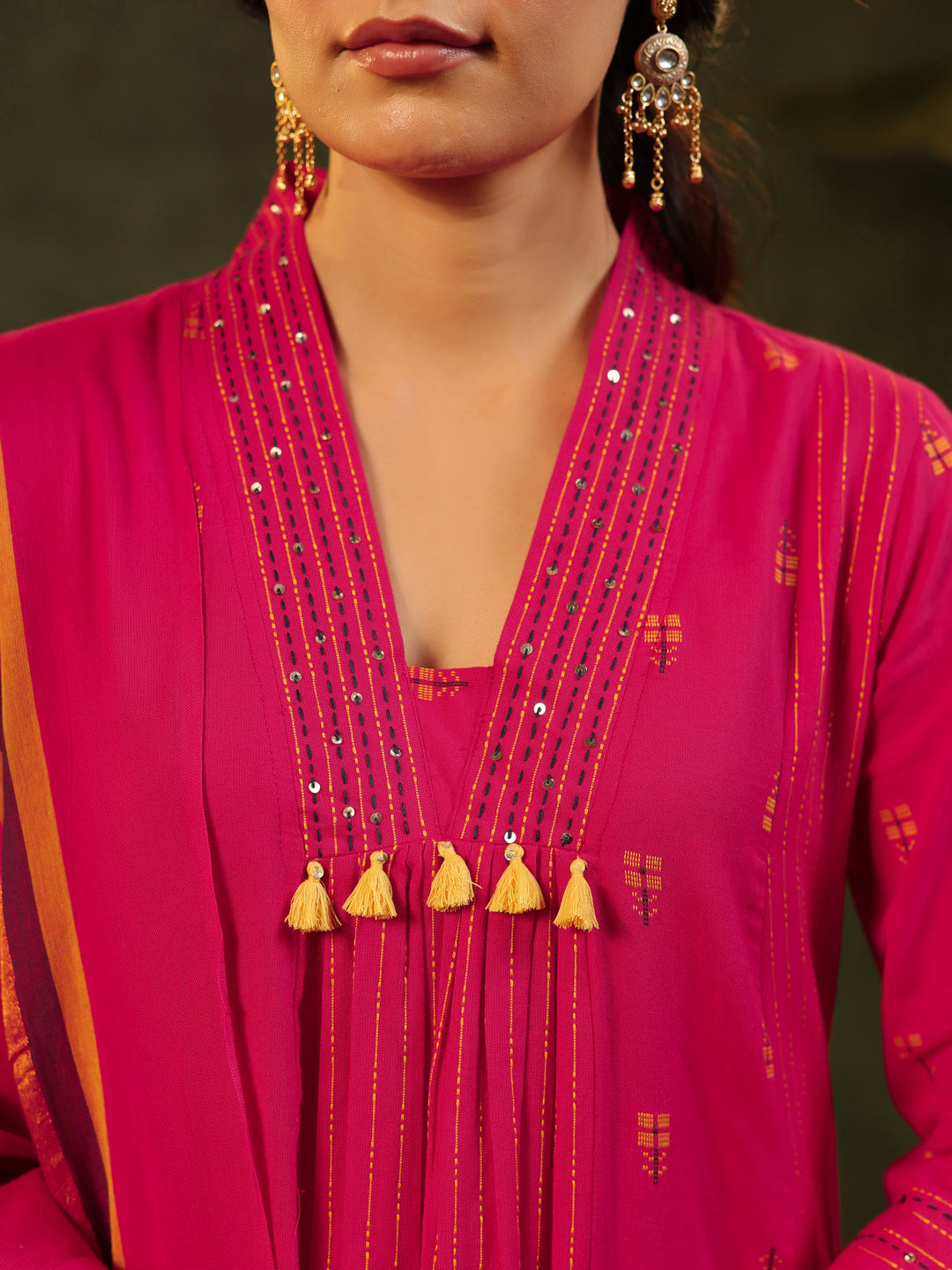 Rani - Pink Handloom Suit Set