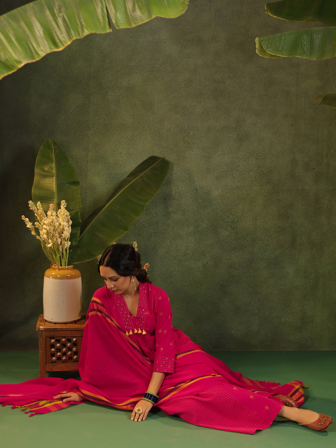 Rani - Pink Handloom Suit Set