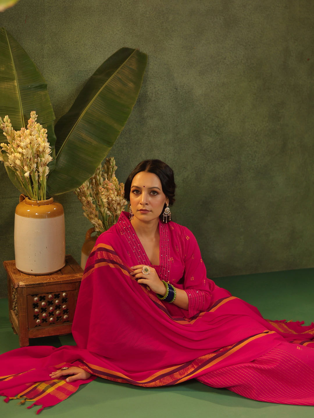 Rani - Pink Handloom Suit Set