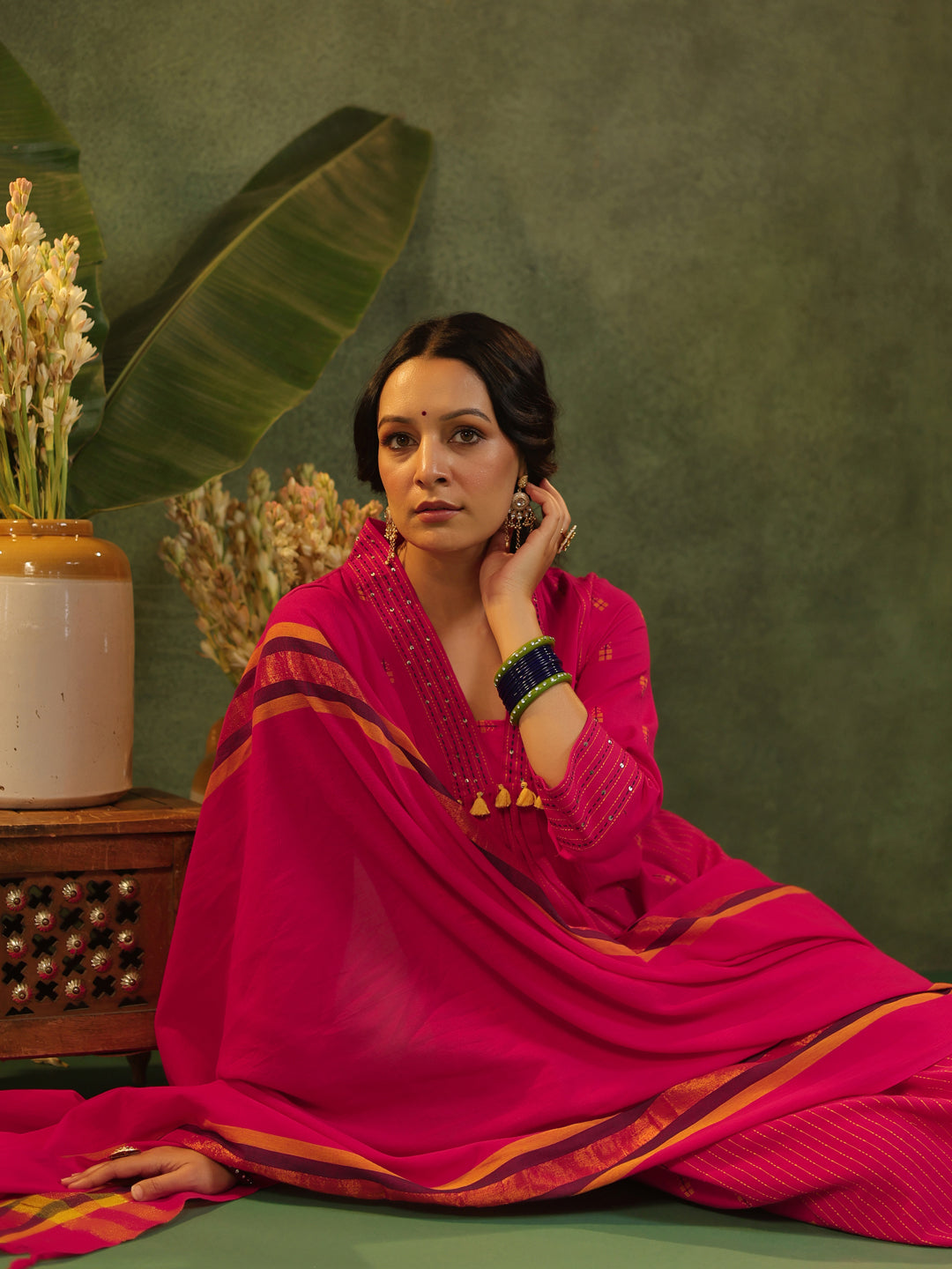 Rani - Pink Handloom Suit Set