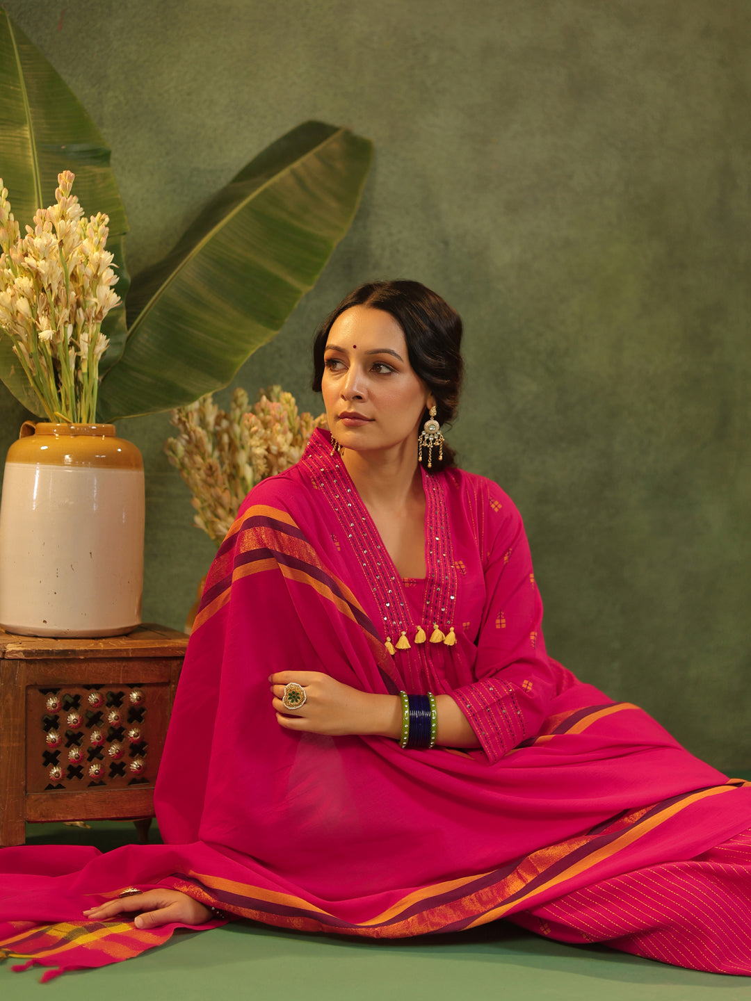 Rani - Pink Handloom Suit Set
