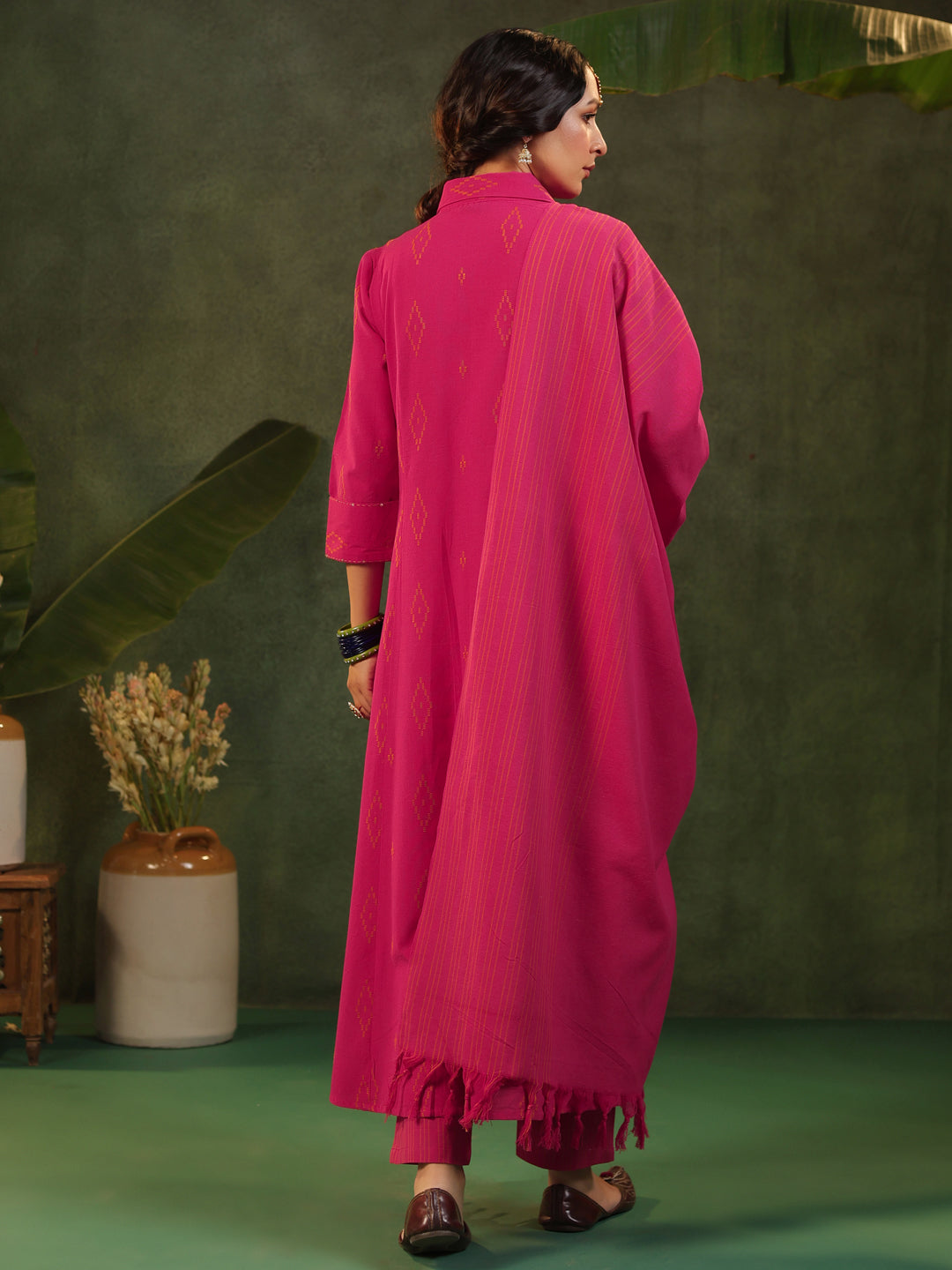 Gulabi - Pink Handloom Suit Set