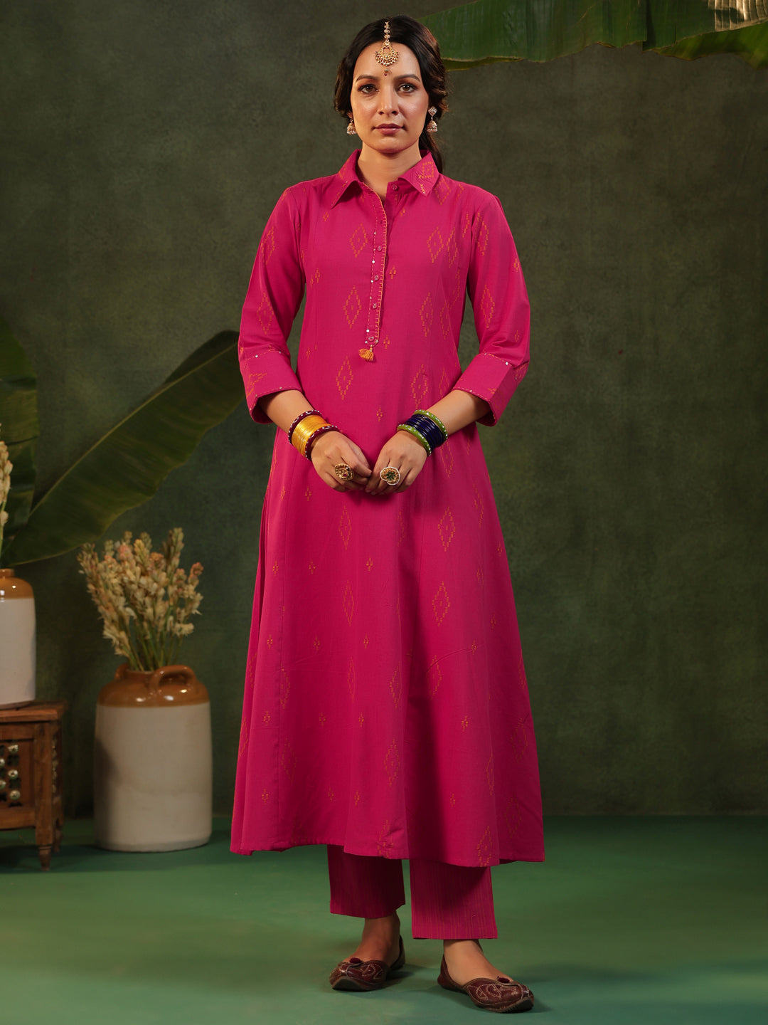 Gulabi - Pink Handloom Suit Set