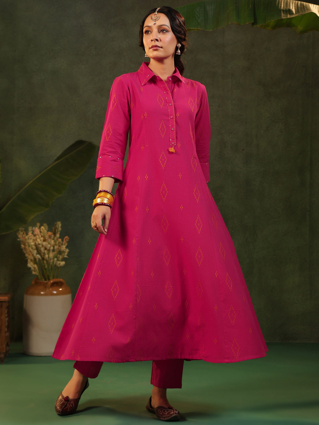 Gulabi - Pink Handloom Suit Set