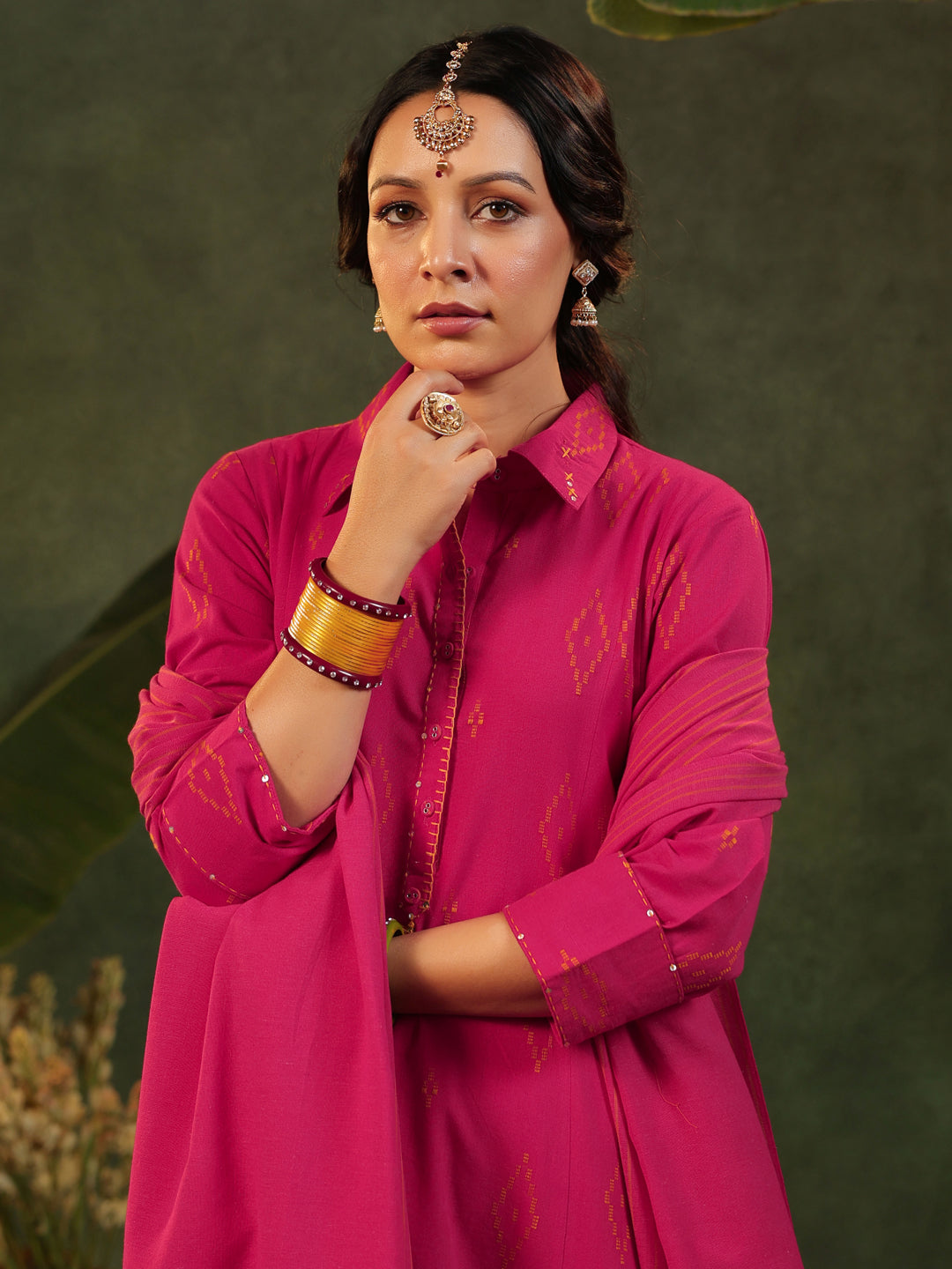 Gulabi - Pink Handloom Suit Set