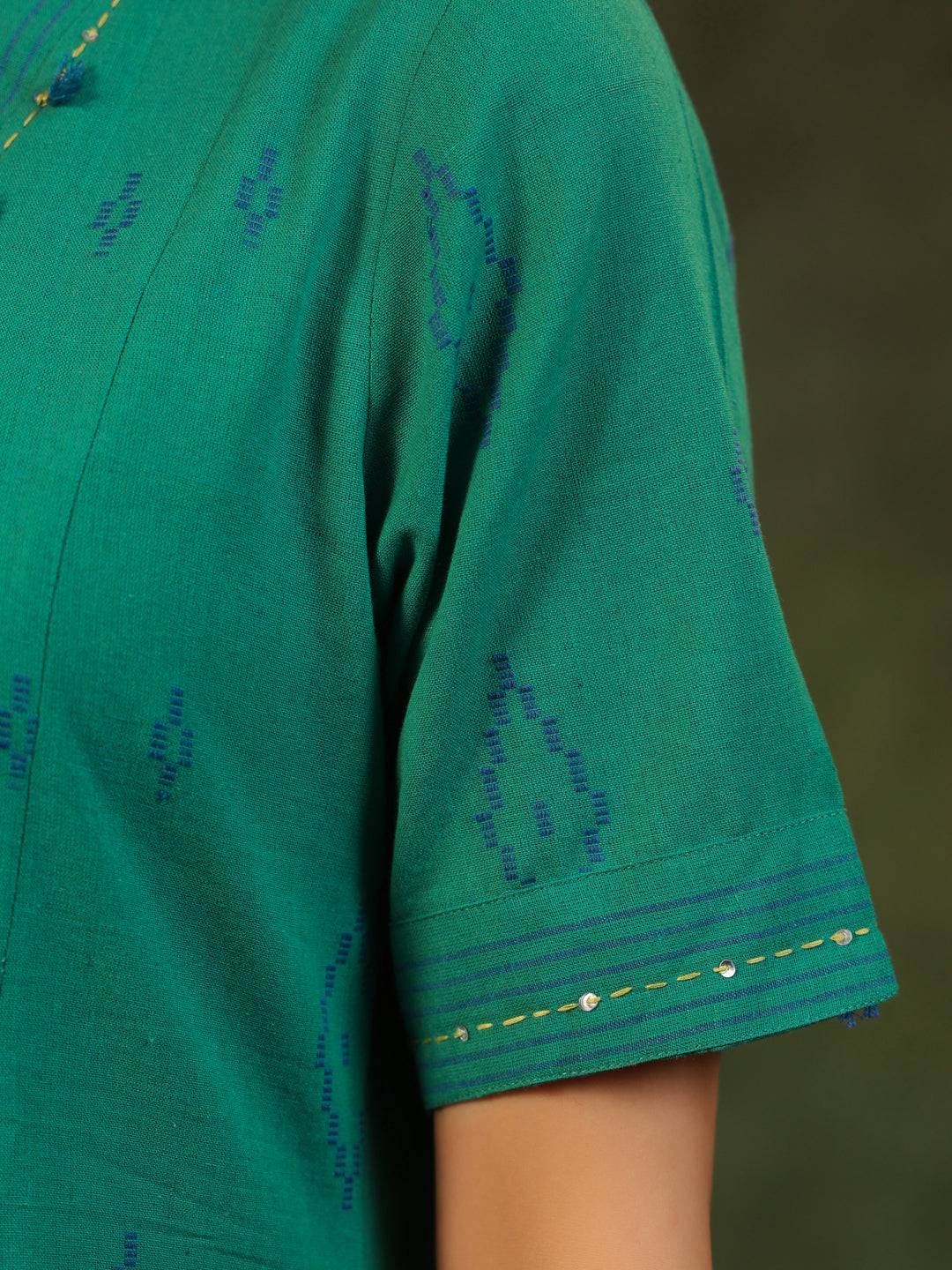 Naveli - Teal Green Handloom suit set