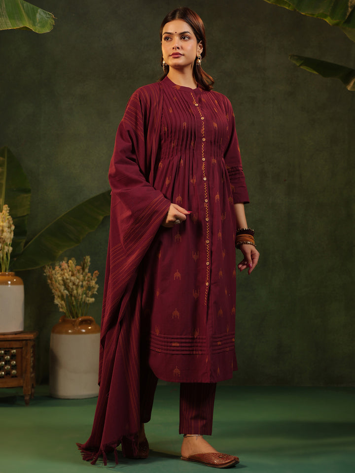Tamiri - Red Handloom suit set