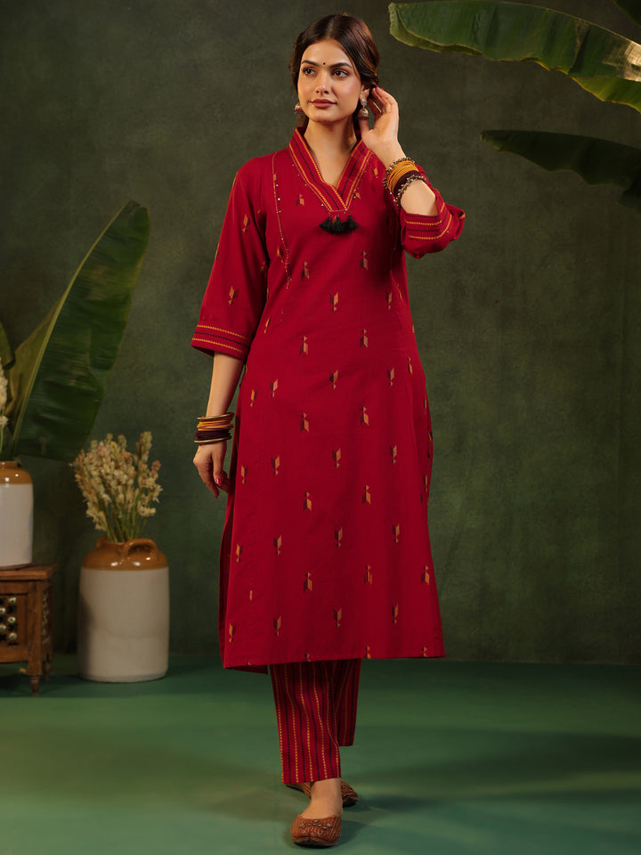 Sindu - Red Handloom suit set