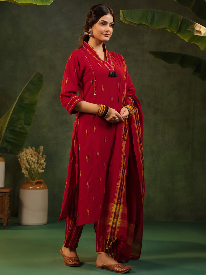 Sindu - Red Handloom suit set