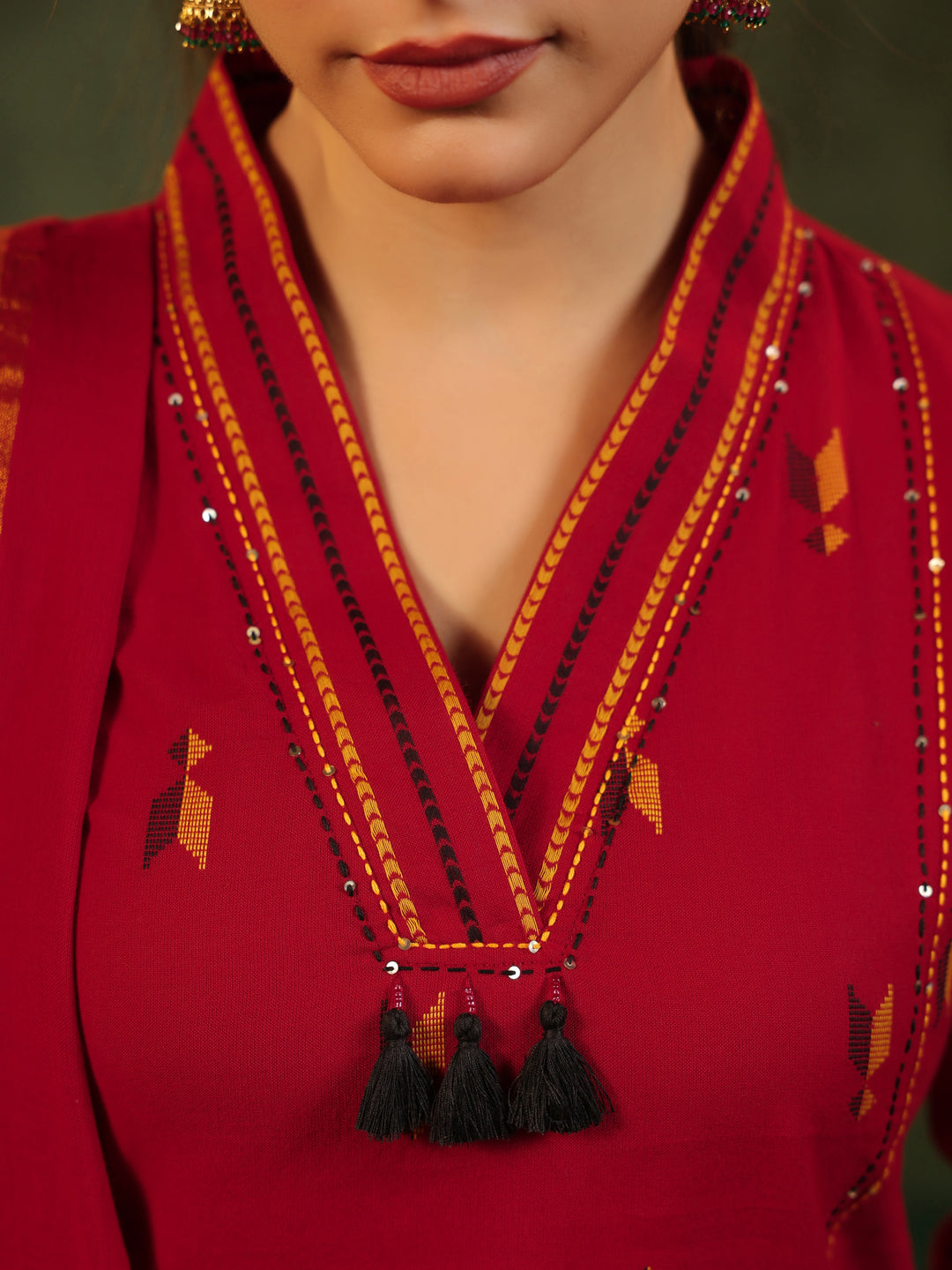 Sindu - Red Handloom suit set