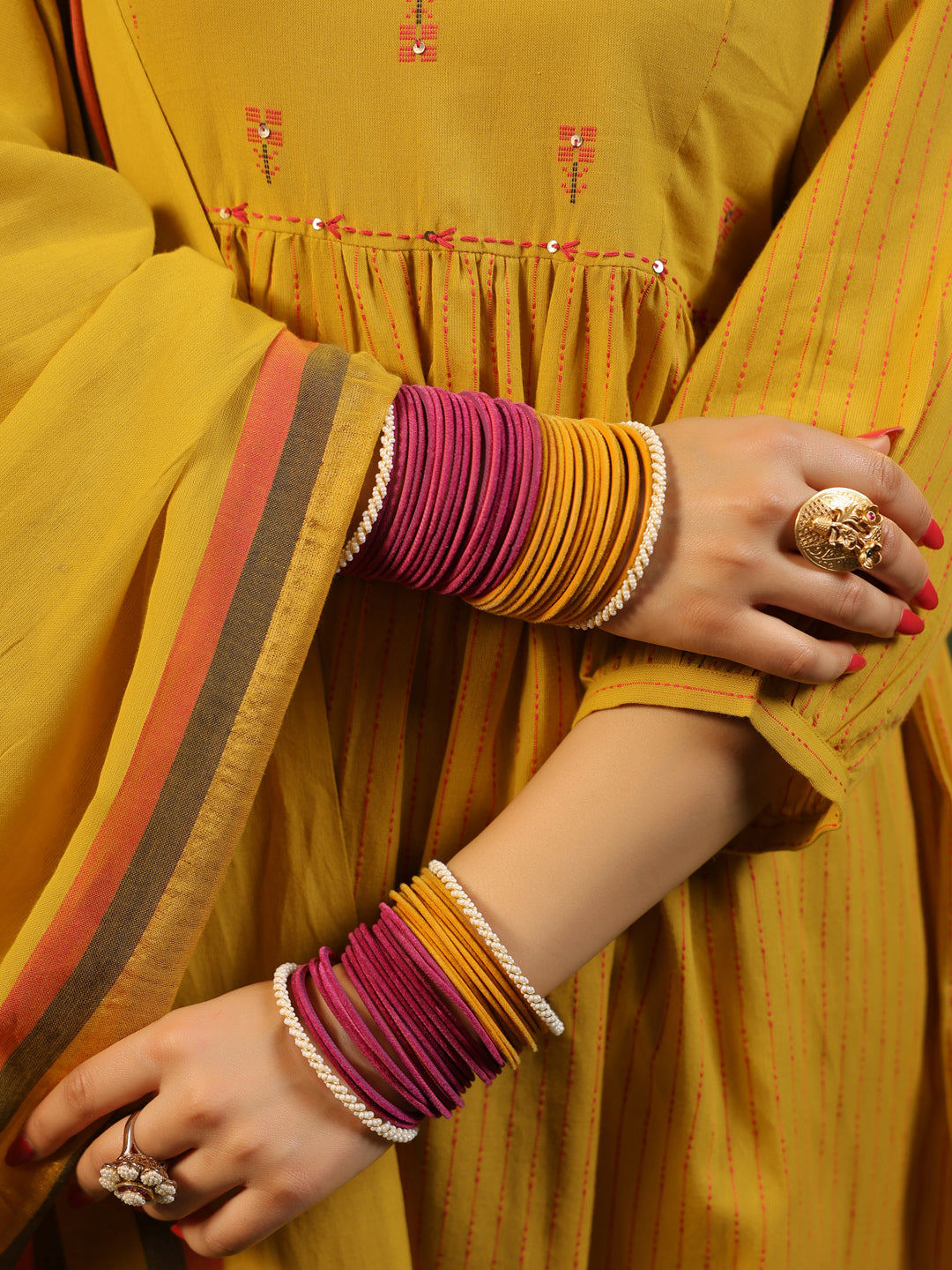 Peetika - Yellow Handloom suit set