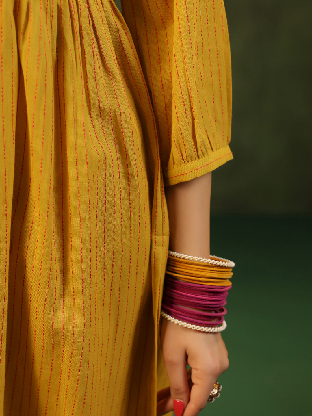 Peetika - Yellow Handloom suit set