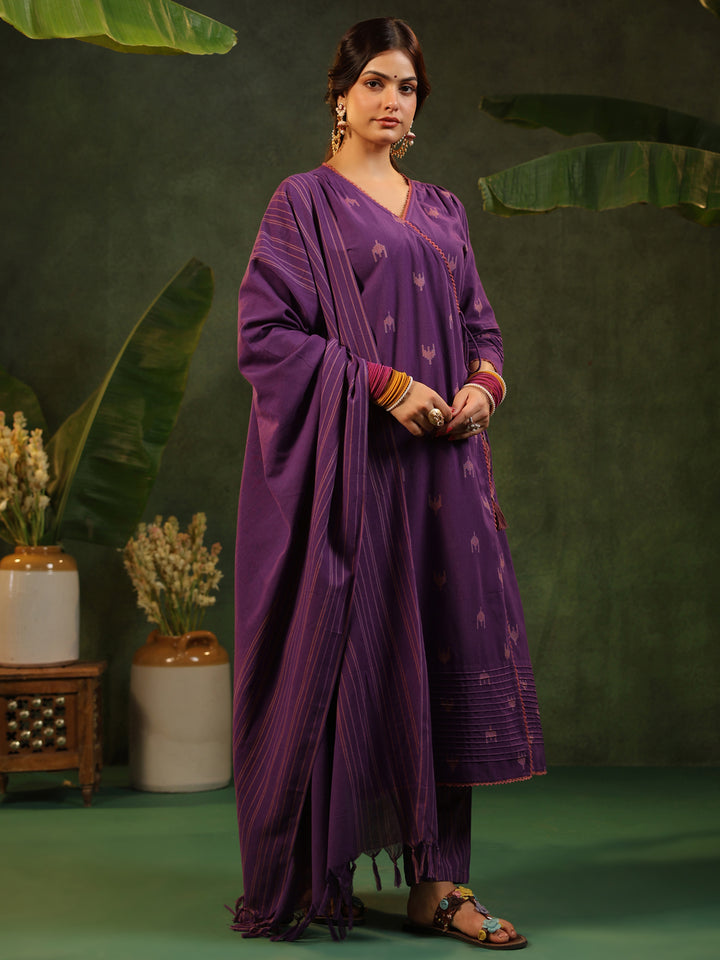 Nazakat - Purple Handloom suit set