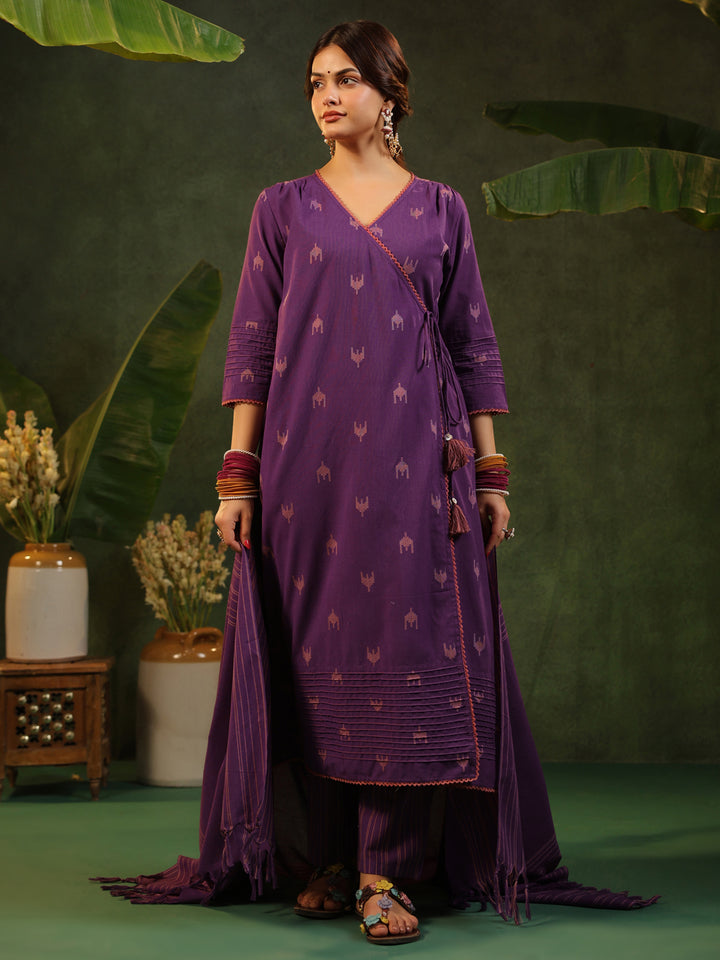 Nazakat - Purple Handloom suit set