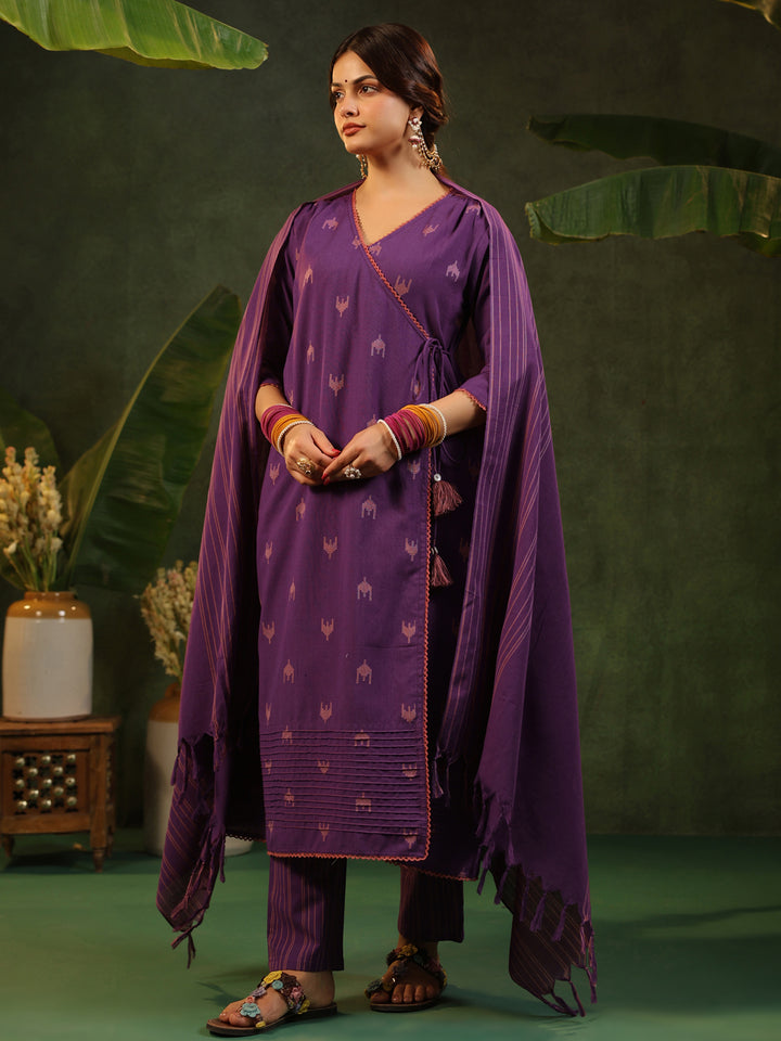 Nazakat - Purple Handloom suit set