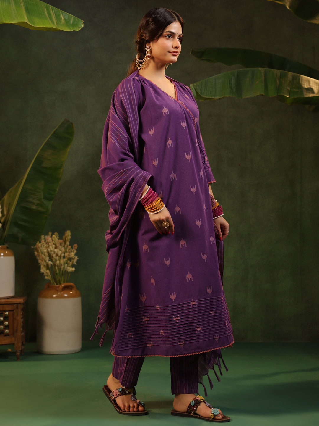 Nazakat - Purple Handloom suit set