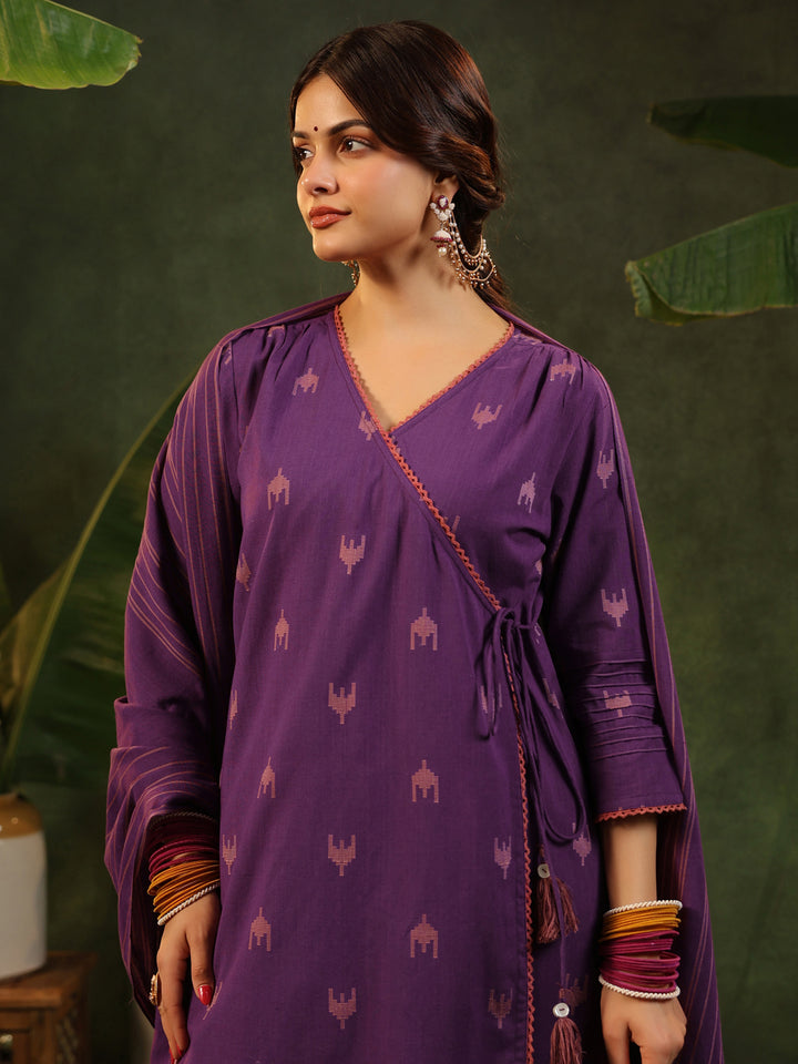 Nazakat - Purple Handloom suit set