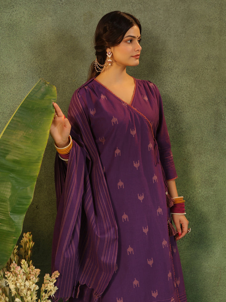Nazakat - Purple Handloom suit set