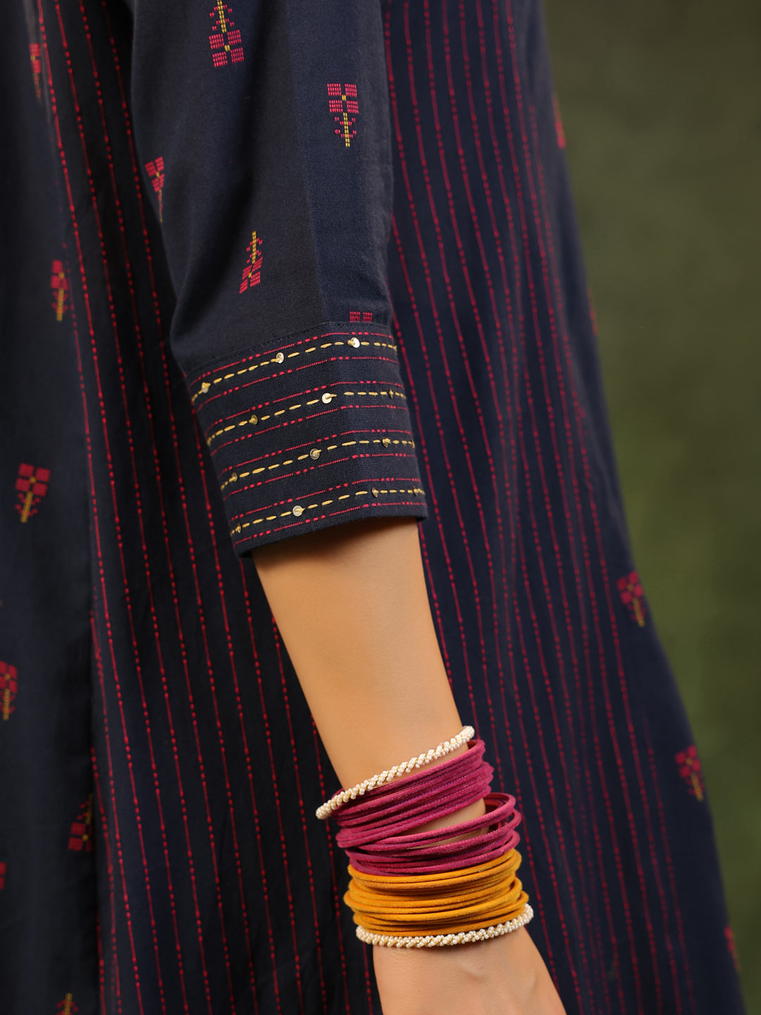 Indrani - Deep Blue Handloom suit set