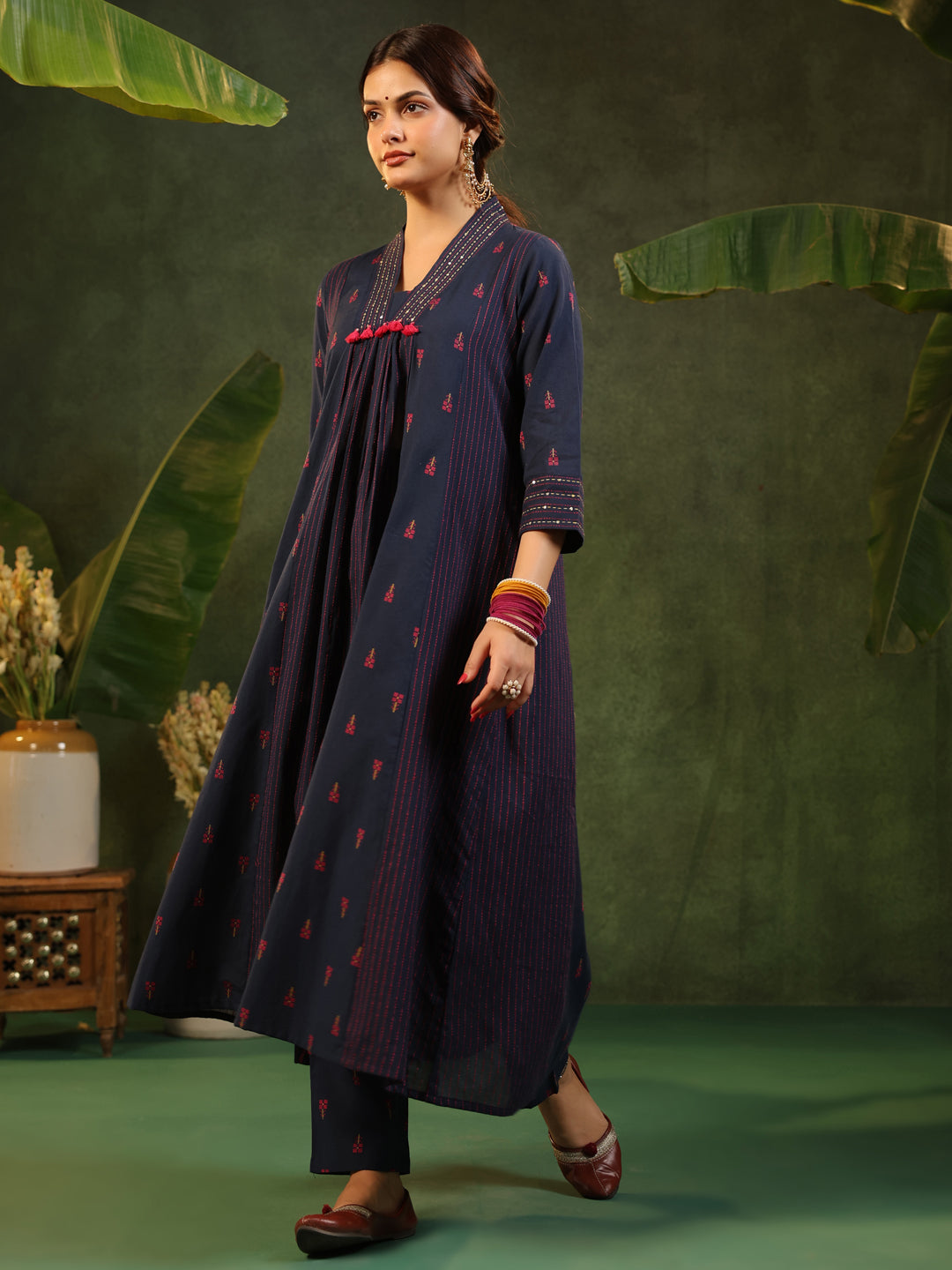 Indrani - Deep Blue Handloom suit set