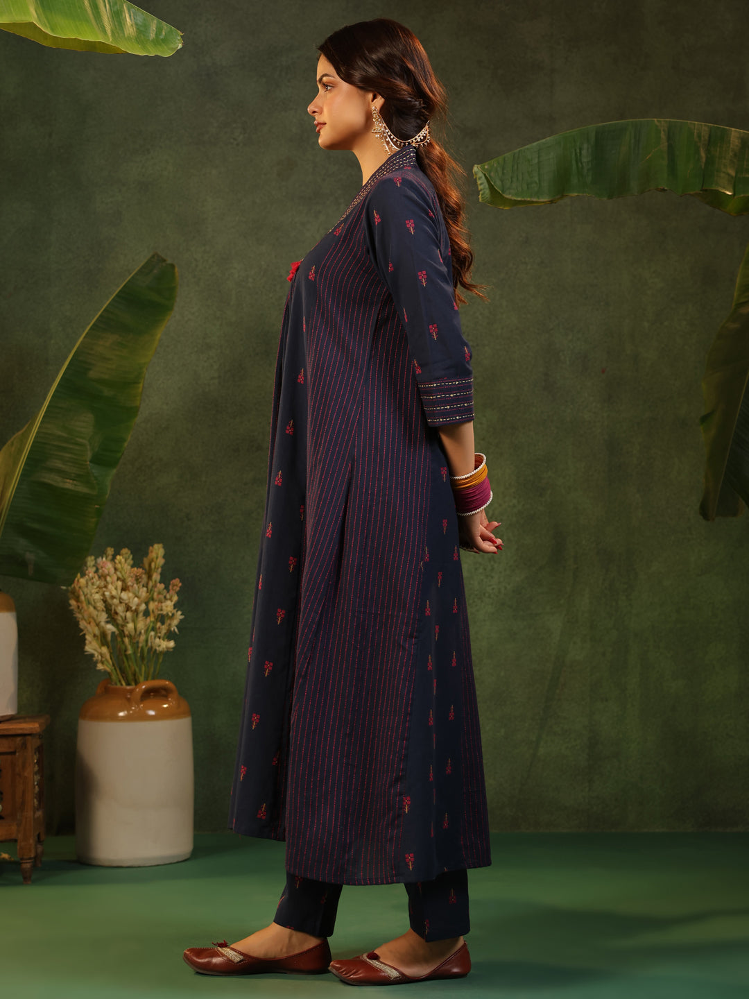 Indrani - Deep Blue Handloom suit set