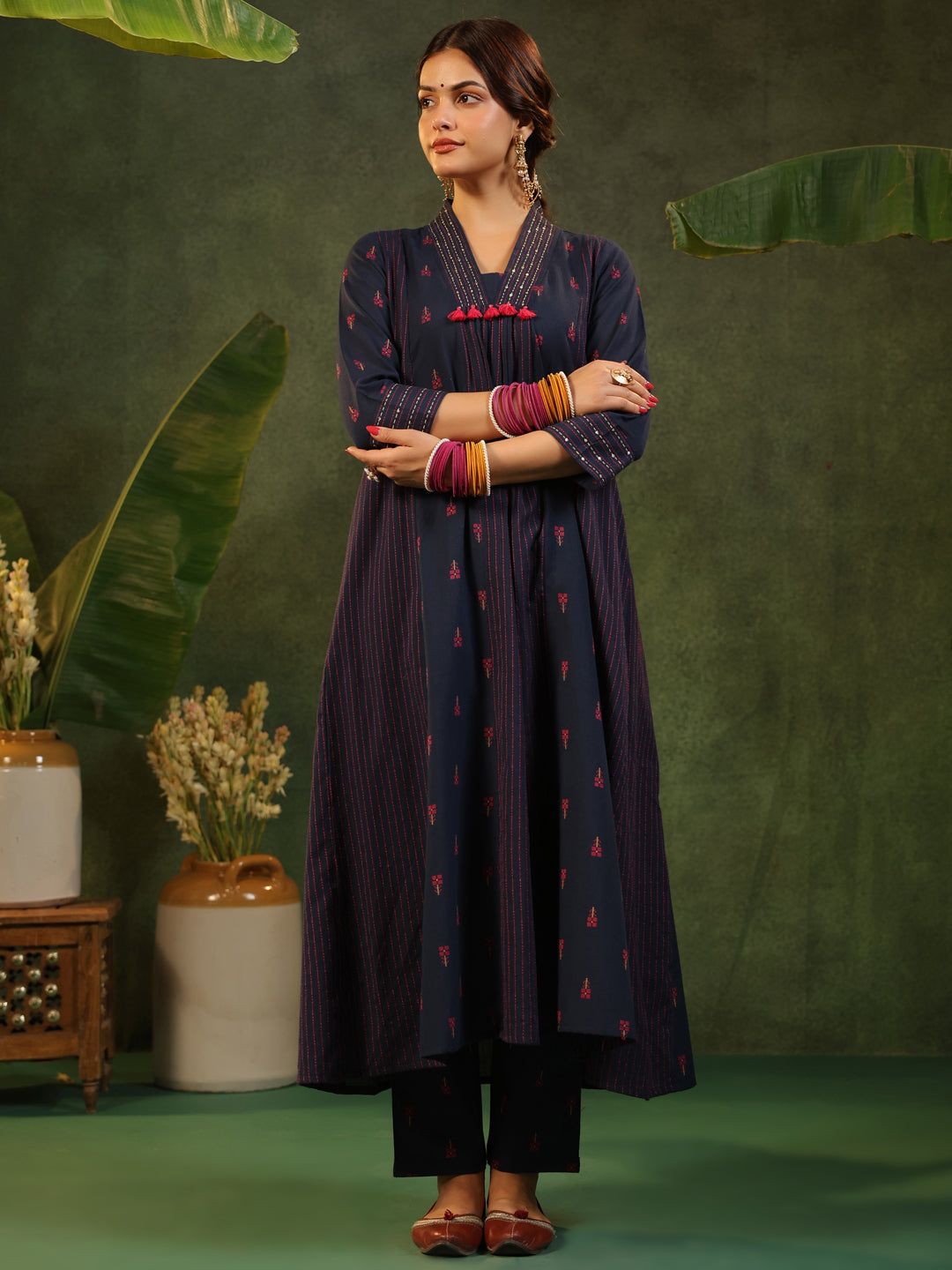 Indrani - Deep Blue Handloom suit set