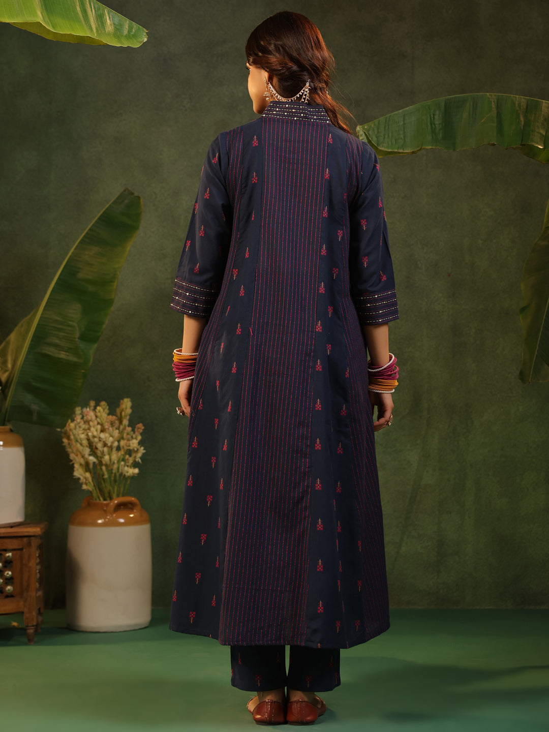Indrani - Deep Blue Handloom suit set