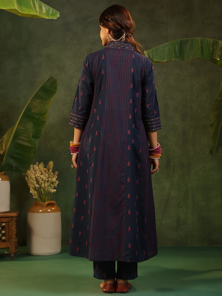 Indrani - Deep Blue Handloom suit set