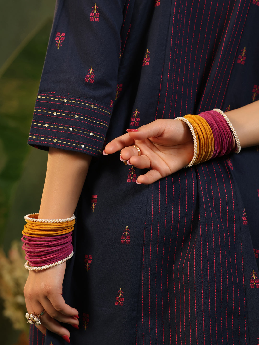 Indrani - Deep Blue Handloom suit set